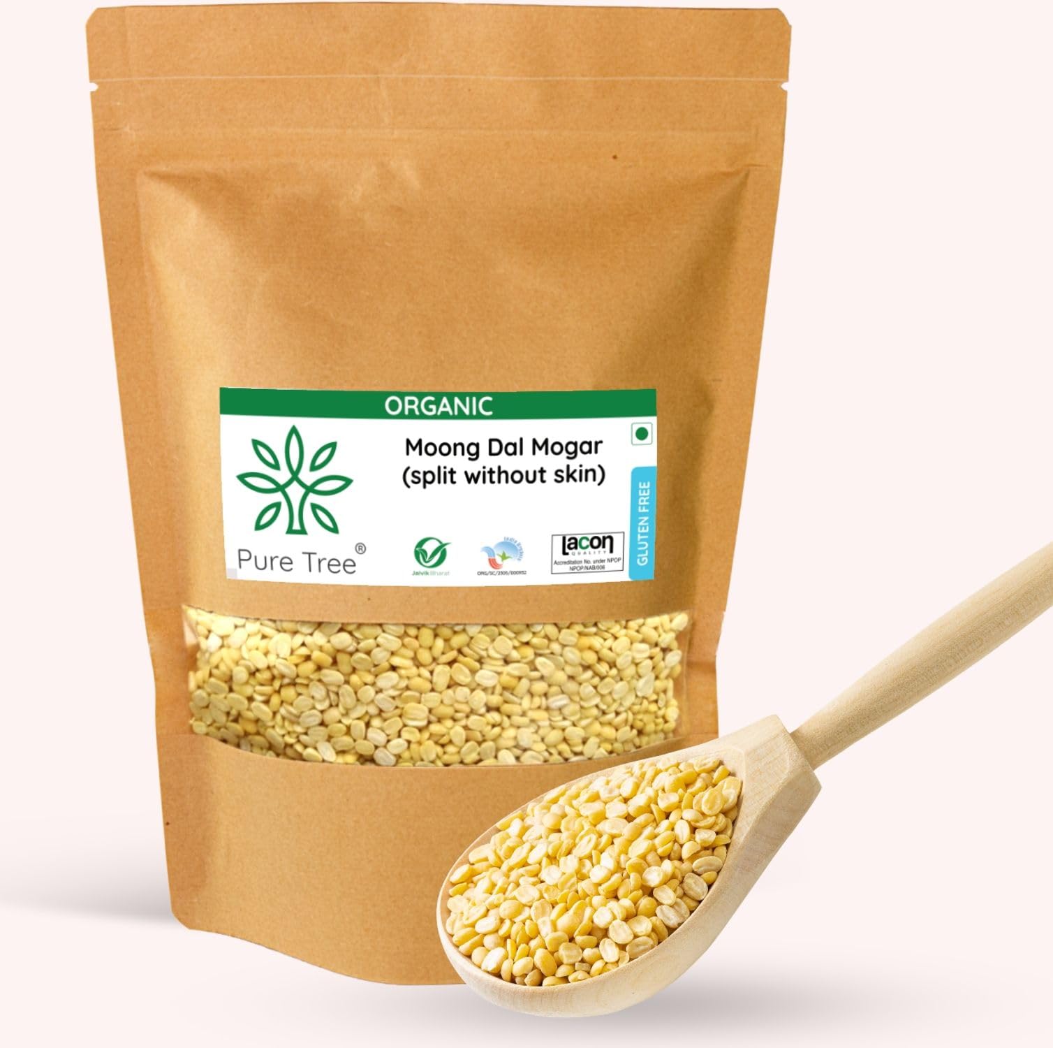 Pure Tree Certified Organic Moong Split without Skin | 1900 g | Yellow Moong Dal Split | Dhuli Moong Dal | Organic Moong Dal Yellow | Moong Dal Dhuli Plant Based High Protein (B09Y23F68L) Amazon Price History, Amazon Price Tracker