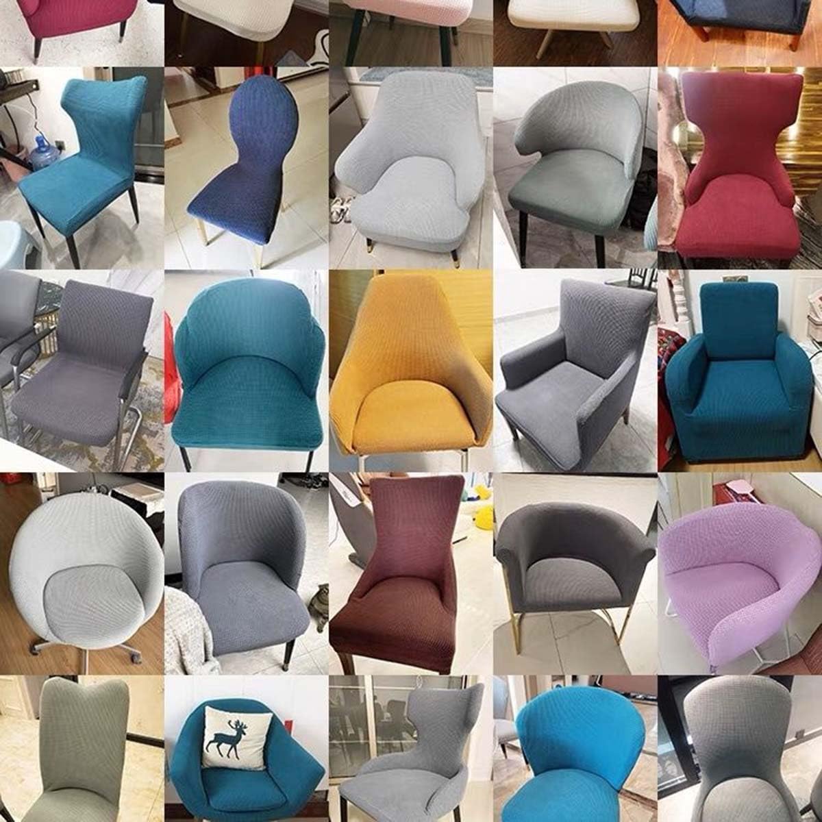 Maßgeschneiderte 6er/4er Set Stuhlbezug Armlehne Stuhlüberzug Rund/Unregelmäßige/Spezielle Stretch Stuhlhussen für Esszimmer Küche Büro Hochzeit Stuhlschonbezug Stuhlabdeckung,#1,4PCS
