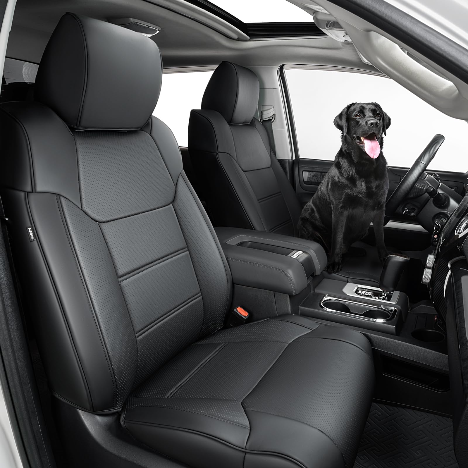 DrCarNow Autositzbezüge aus Leder für Toyota Tundra 2014–2021 (nur CrewMax) komplettes Set Sitzschoner für Tundra 2014 2015 2016 2017 2018 2019 2020 2021 Zubehör (alle Schwarz)
