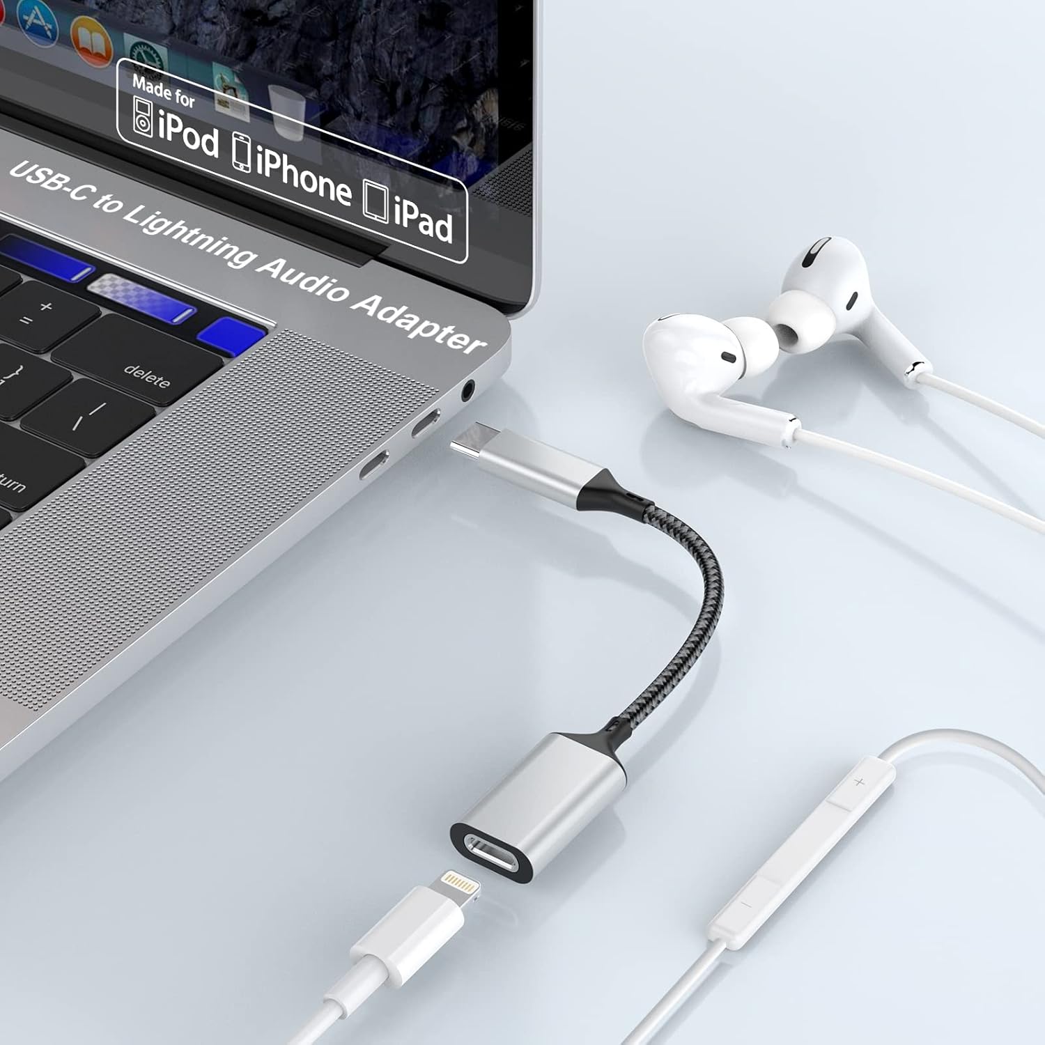 Aluminum USB C to Lightning Audio Adapter, [Apple MFi Certified