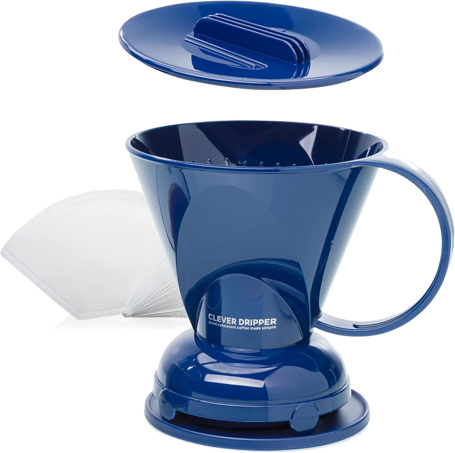 Clever Coffee Dripper and Filters, Large 18 oz (Royal Blue)| Barista’s Choice| Safe BPA Free Plastic|Includes 100 Filters