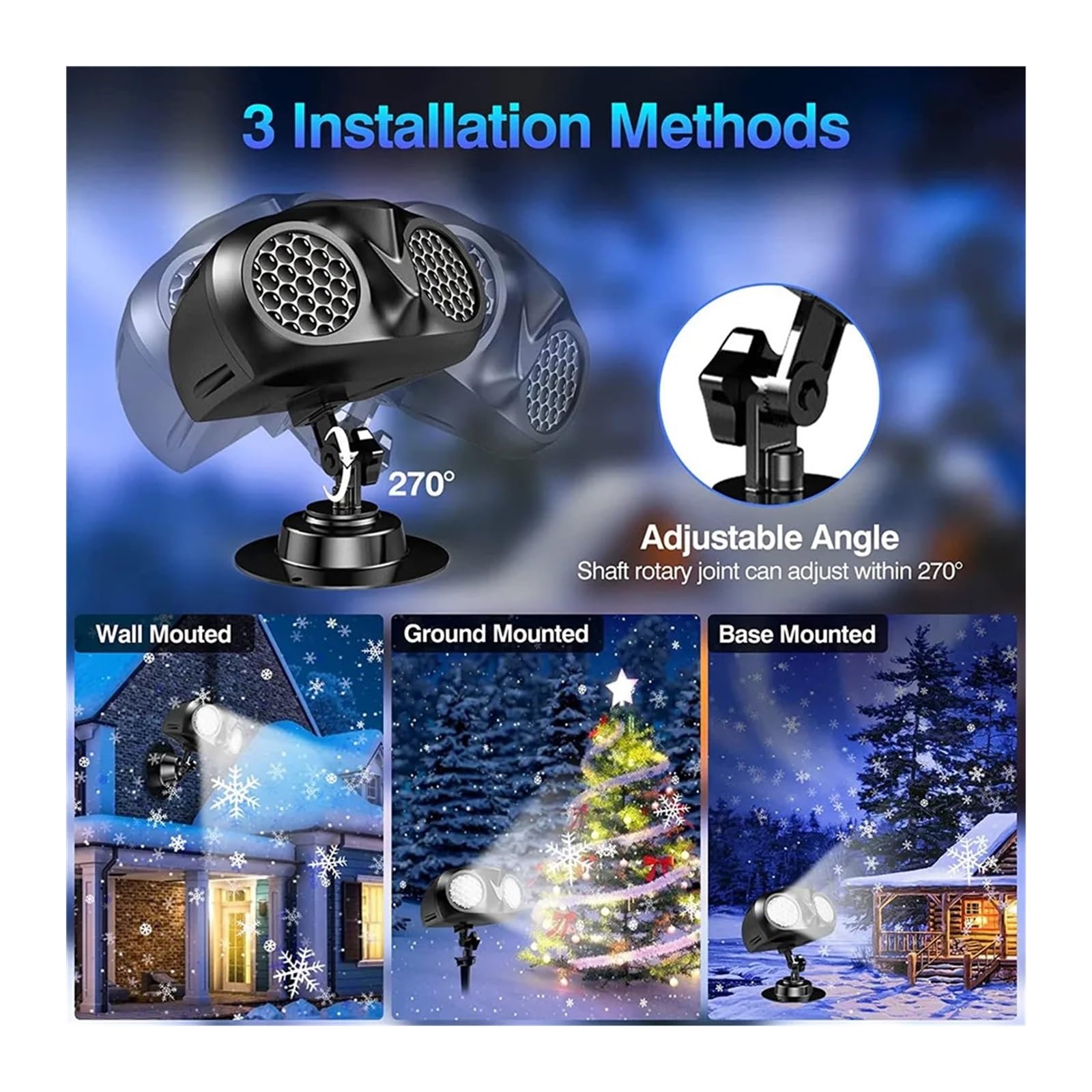 Projektor Weihnachten, Eulenform Outdoor Weihnachten Snowdots Schneeflocke or Lichter IP65 Wasserdicht Schneefall Landschaft Licht for Garten Wand Dekor