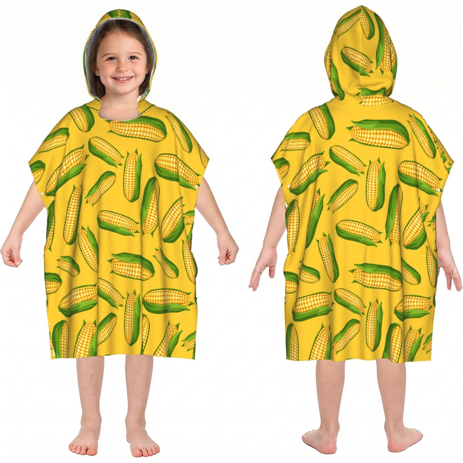 Noble Ren Fresh Ripe Corn Cobs Pattern Hooded Kids Beach Towels Girls Boys Swimming Coverings Towels Bath Towels, Bathrobes, And Ponchos Absorb Water Quickly And Dry Well