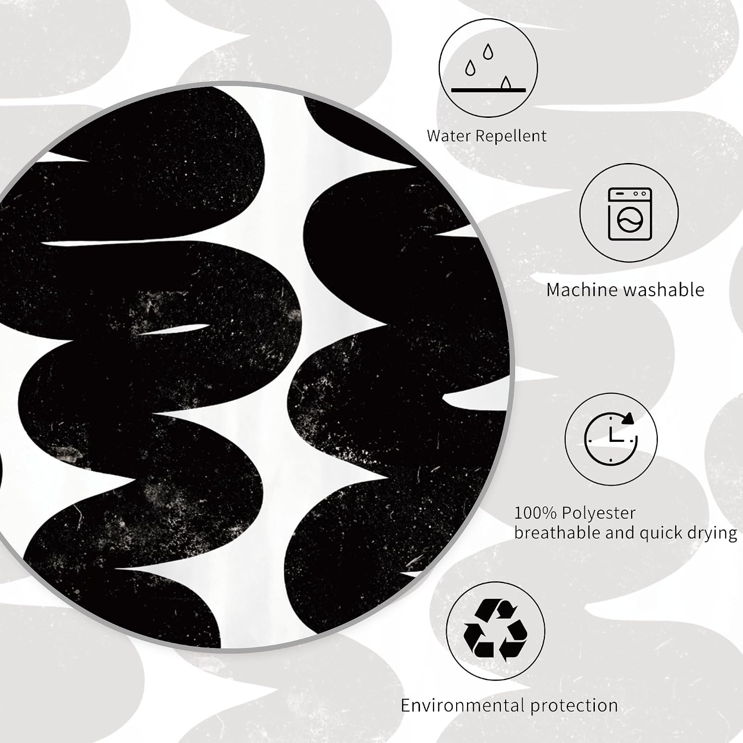 Miyotaa Abstract Modern Black White Shower Curtain Set 60Wx71H Inches Minimalist Neutral Contemporary Aesthetic Simple Art Waterproof Bathroom Curtain with 12 Hooks