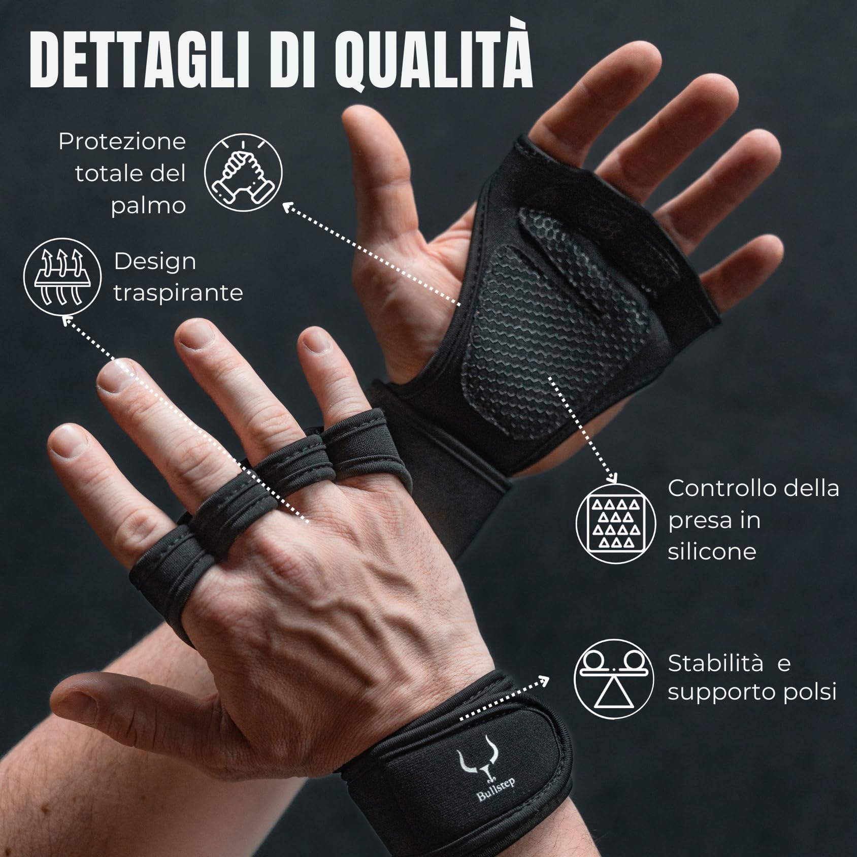 Guanti Palestra Uomo Donna Antiscivolo Traspiranti con Polsiere Crossfit Bodybuilding Grip Gym Gloves