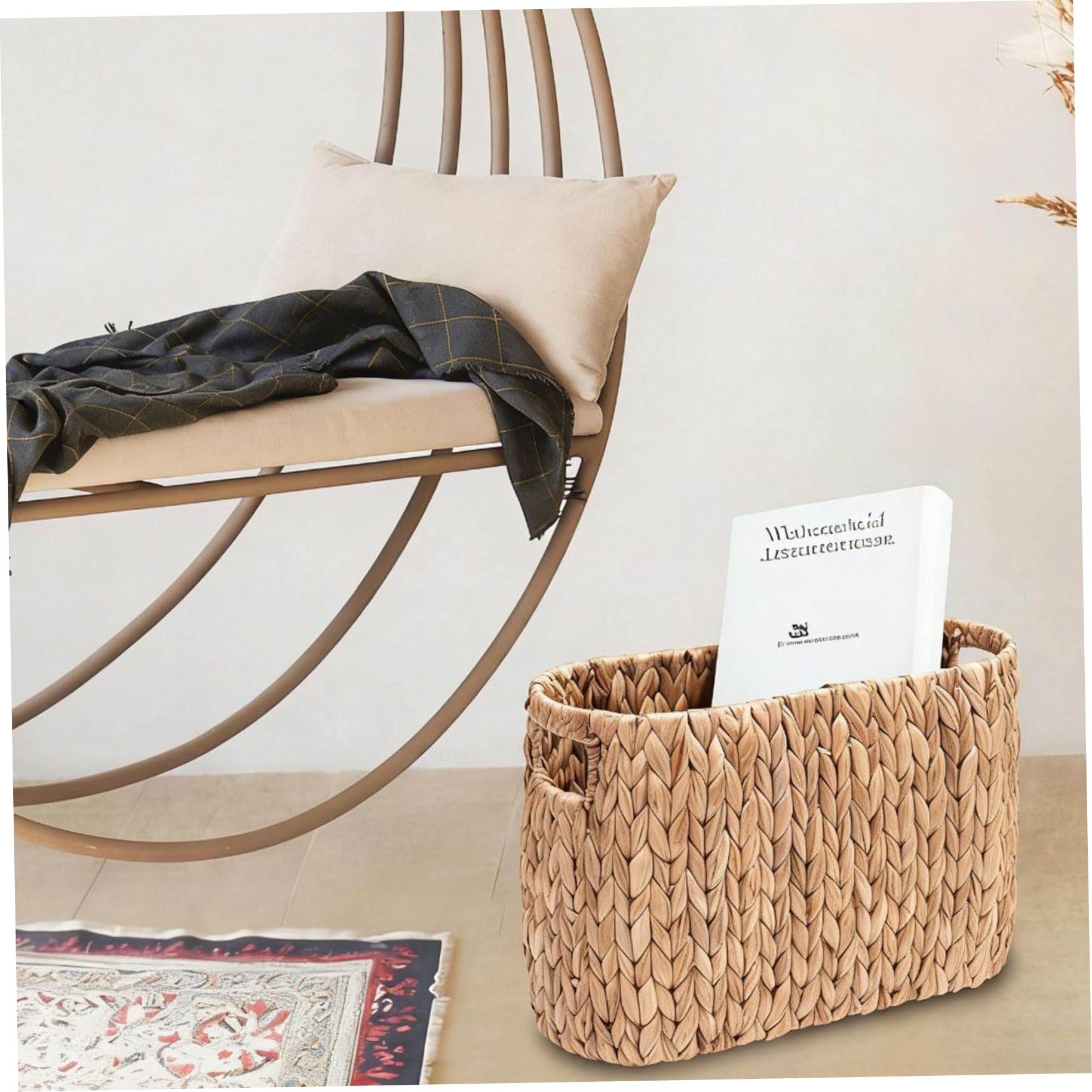 Panier de rangement pour papier toilette, paille naturelle avec poignée, peut contenir 6 rouleaux pour l'organisation de la salle de bain
