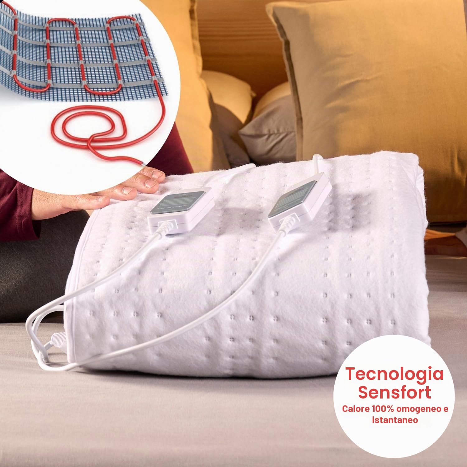 Solac CP8627 Norway+ - Scaldaletto elettrico 150x140cm, 60W, tecnologia Sensfort, sistema di protezione, 3 intensità, lavabile in lavatrice fino a 30ºC, spegnimento automatico 3 ore, bianco