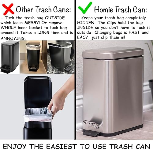 Miniatura 5 de Cubo de basura rectangular de 10 litros con forro antideslizante y tapa antideslizante se utiliza como mini cesta de basura contenedor delgado o