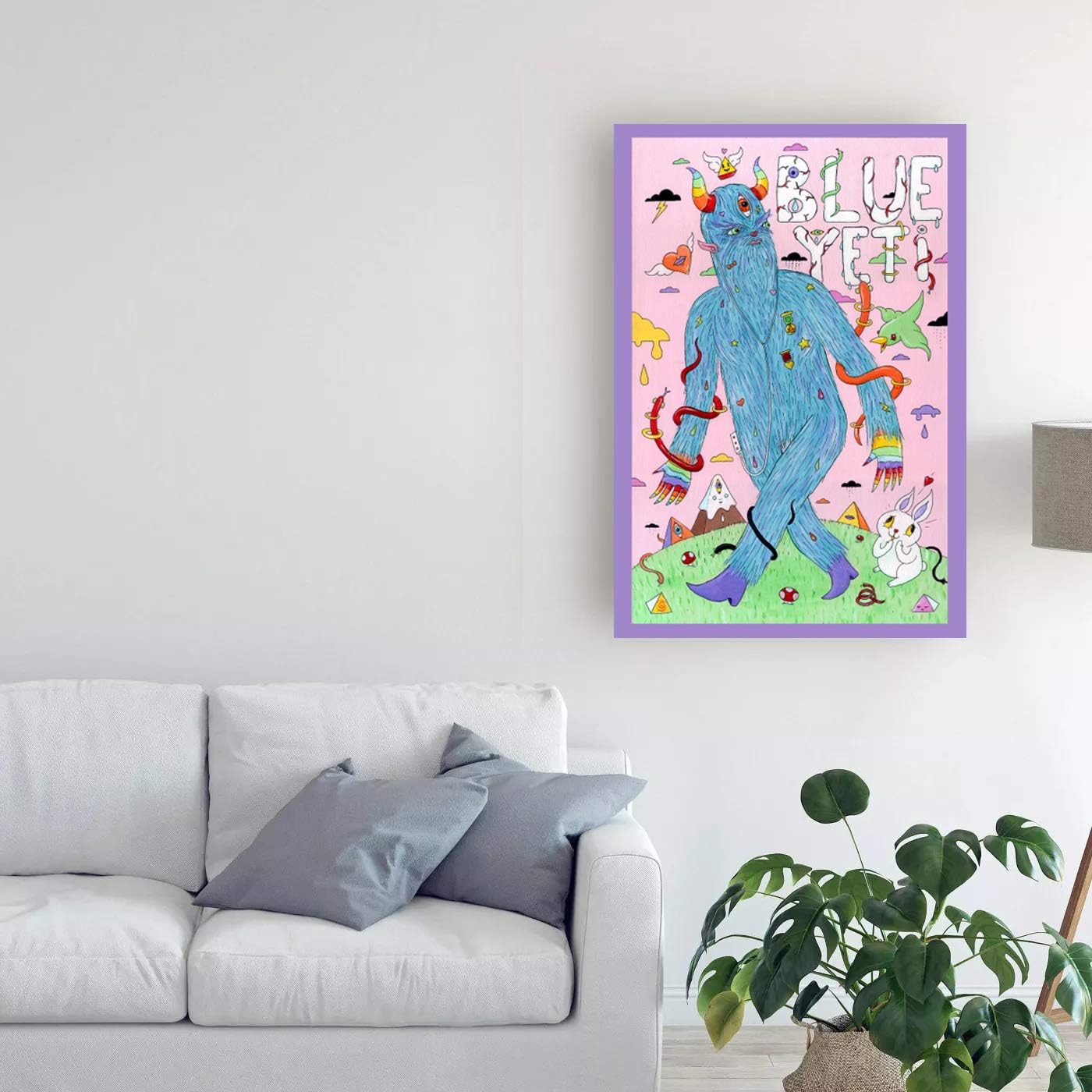 Califari Gallery Wrapped Canvas Strain Art on Wood Frame 18' x 24' - Decor and Wall Art (Blue Yeti)