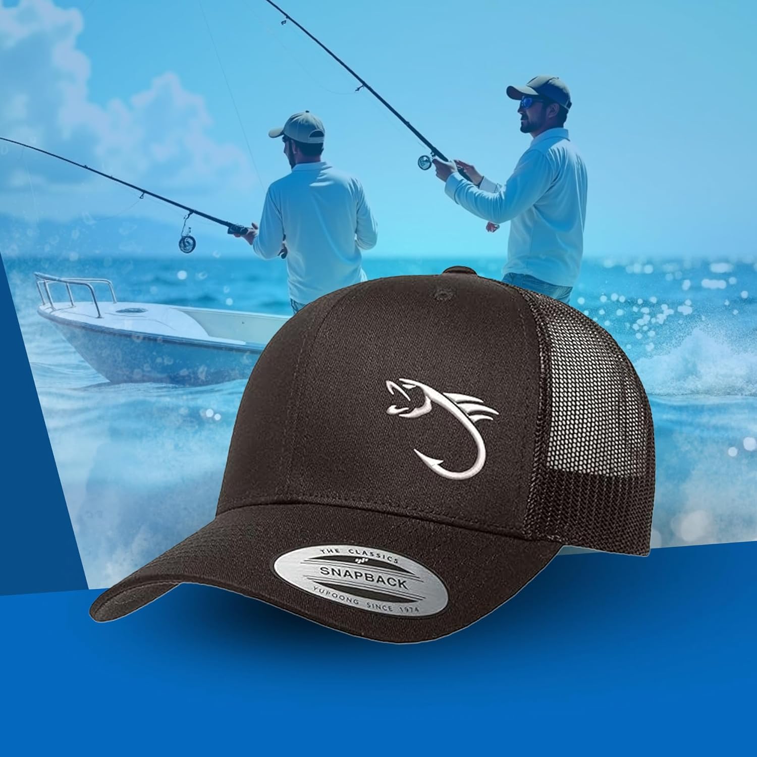 Embroidered Fishing Trucker Hat – Breathable Mesh Snapback Cap for Men & Women, Dad Fishing Gift, Outdoor Hat - Image 7