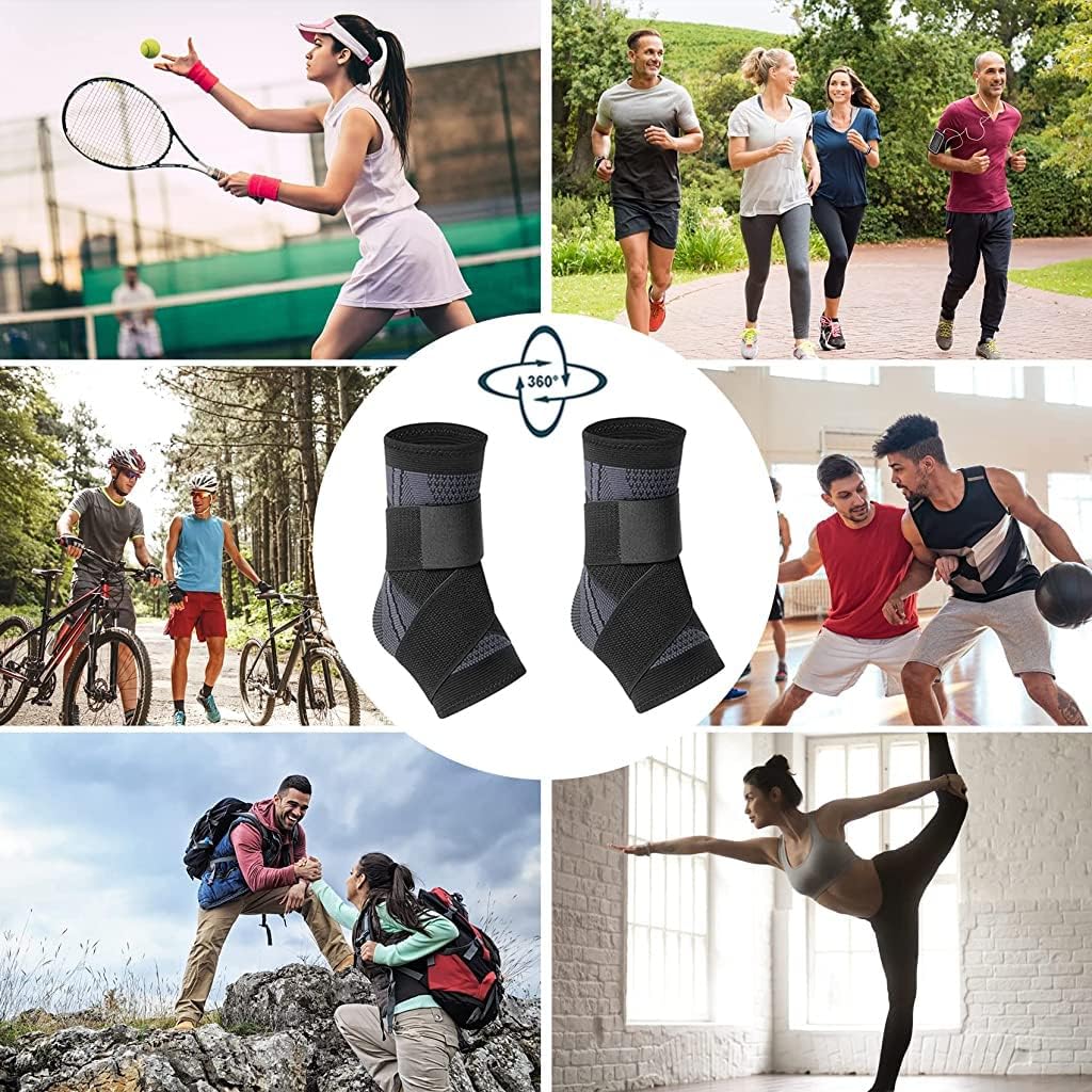 Cetaplast Ankle Support for Ligament Damage Sprained Ankle, Achilles Tendonitis Foot & Plantar Fasciitis Support Strap, Heel Pain Relief & Wrap for Compression Black Grey (M) - Image 5 thumbnail