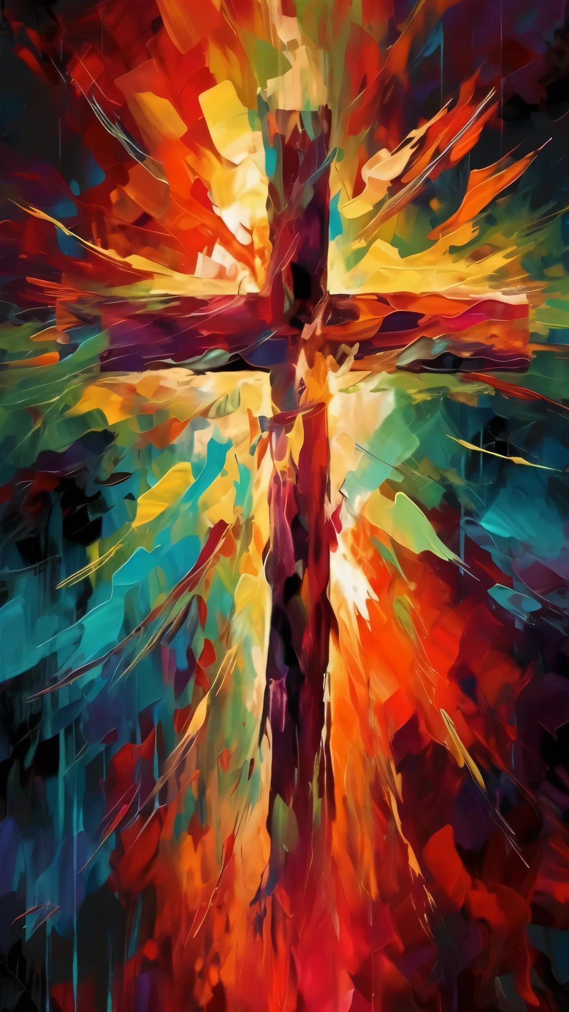 ARTGOTO Paint by Numbers for Adults, Abstract Colorful Cross DIY Acrylic Painting Kit, Large 15.7x27.5inch/40x70cm Canvas, Christian Faith Wall Decor, No Frame