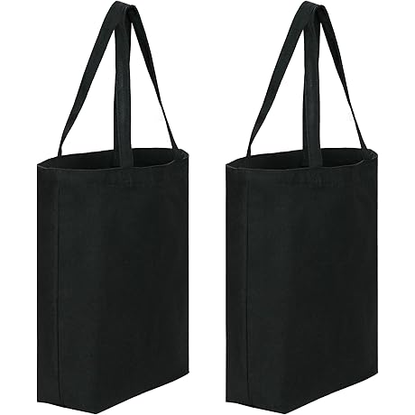 Canvas Tote Bags Black - Multi-Purpose Reusable Blank Canvas Tote