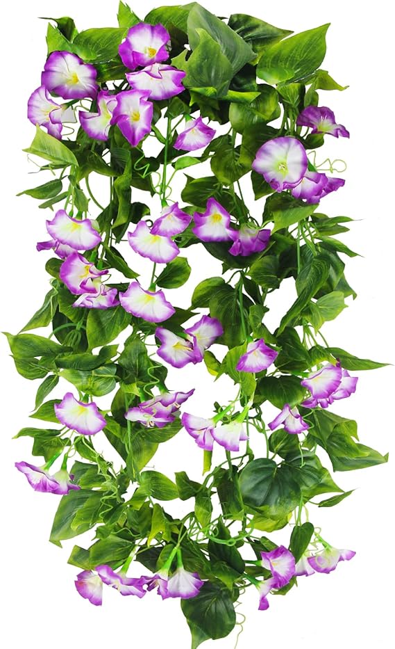 CISDUEO 2 Pcs Artificial Vines Silk Morning Glory Vines for