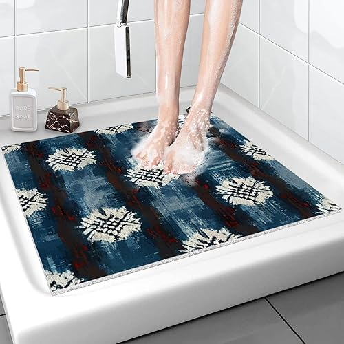 Miniatura 16 de Alfombra de ducha Loofah: 24 x 16 pulgadas, alfombra de baño cuadrada para ducha interior, suave antideslizante, tapete de seguridad para ducha