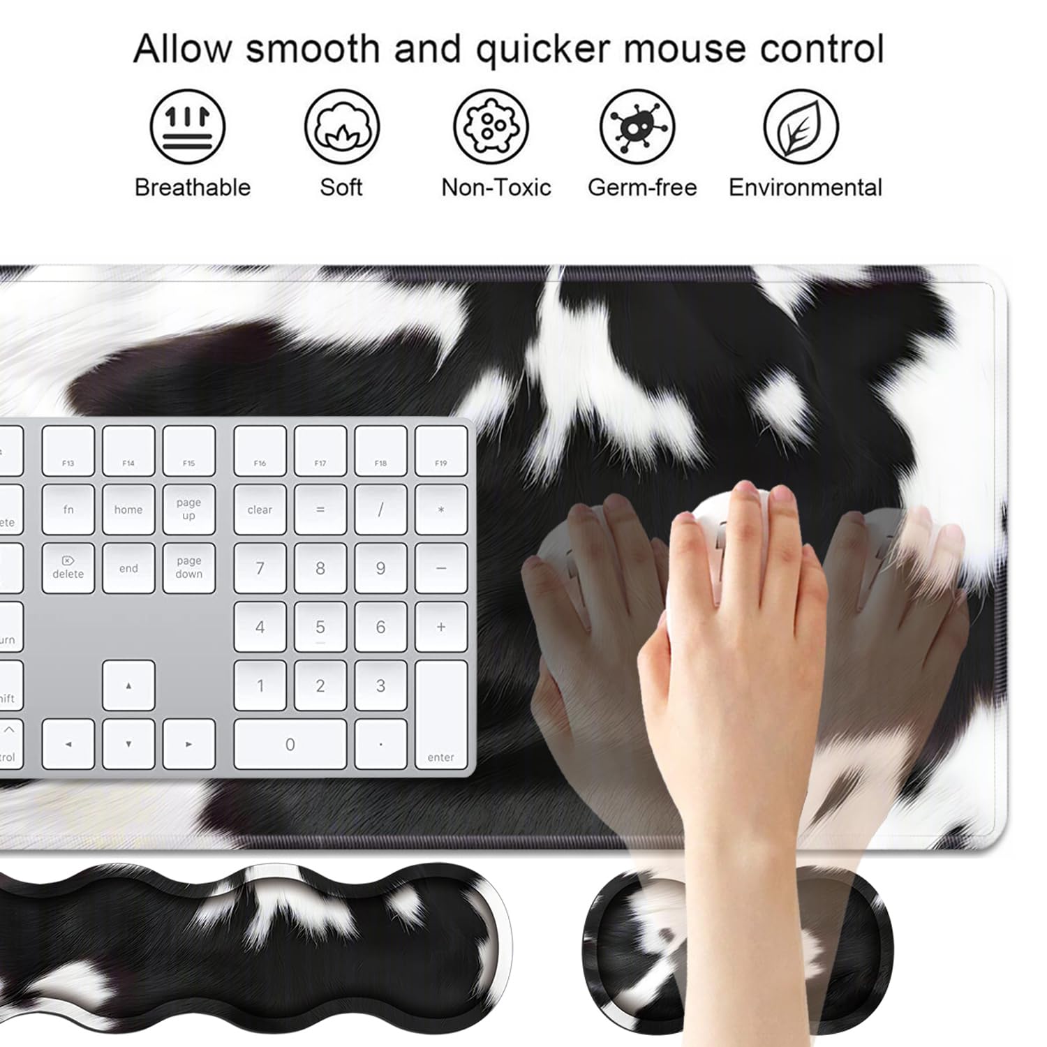 Ensemble repose-poignet ergonomique 4 en 1 pour clavier et tapis de souris, grand tapis de bureau XXL de jeu avec base antidérapante, mousse à mémoire de forme, pour la maison, le bureau, les études
