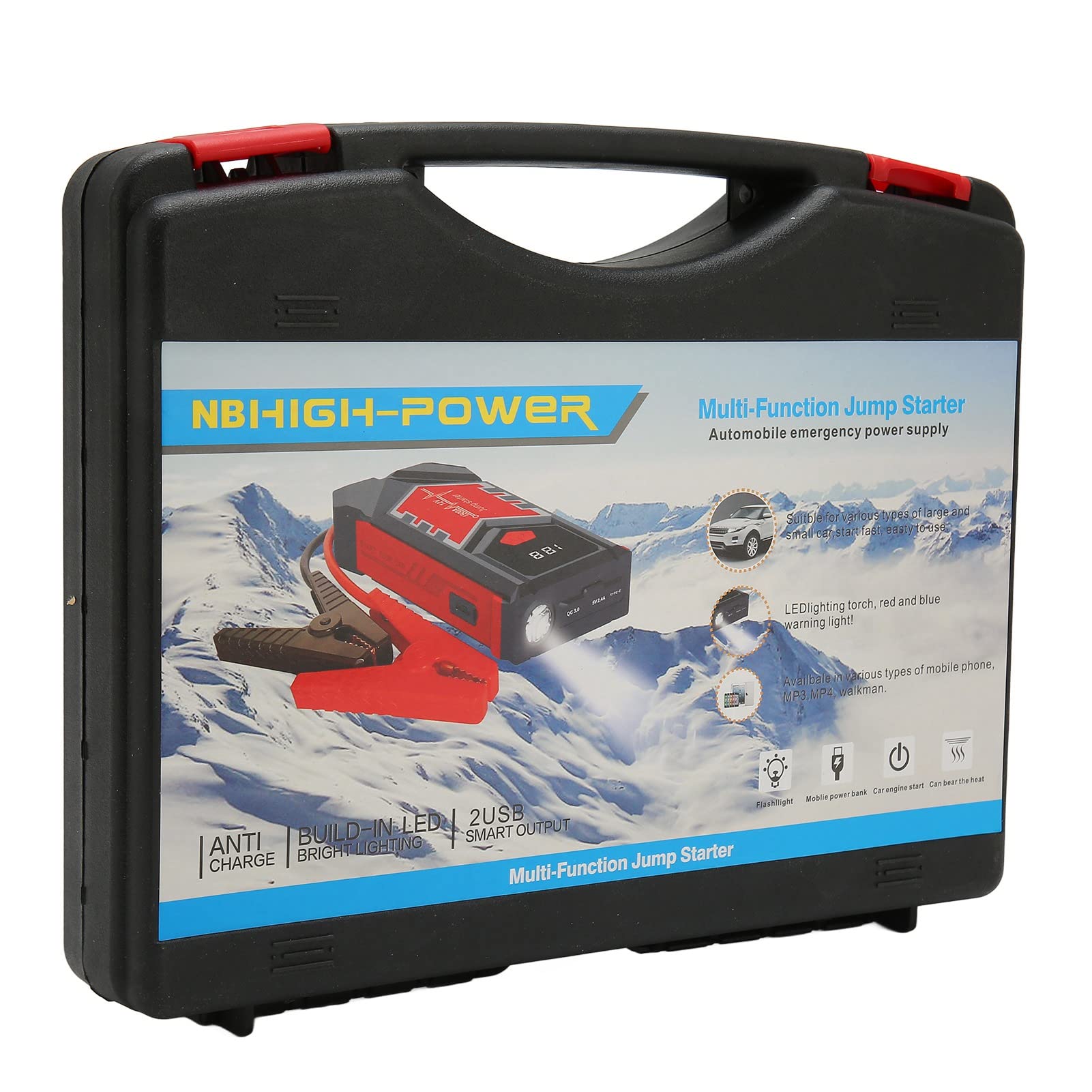 Arrancador de Coche 3000A Potente Arrancador de Emergencia para Todos los Vehículos de 12 V, Portátil y Ligero, Capacidad de 59800 MAh