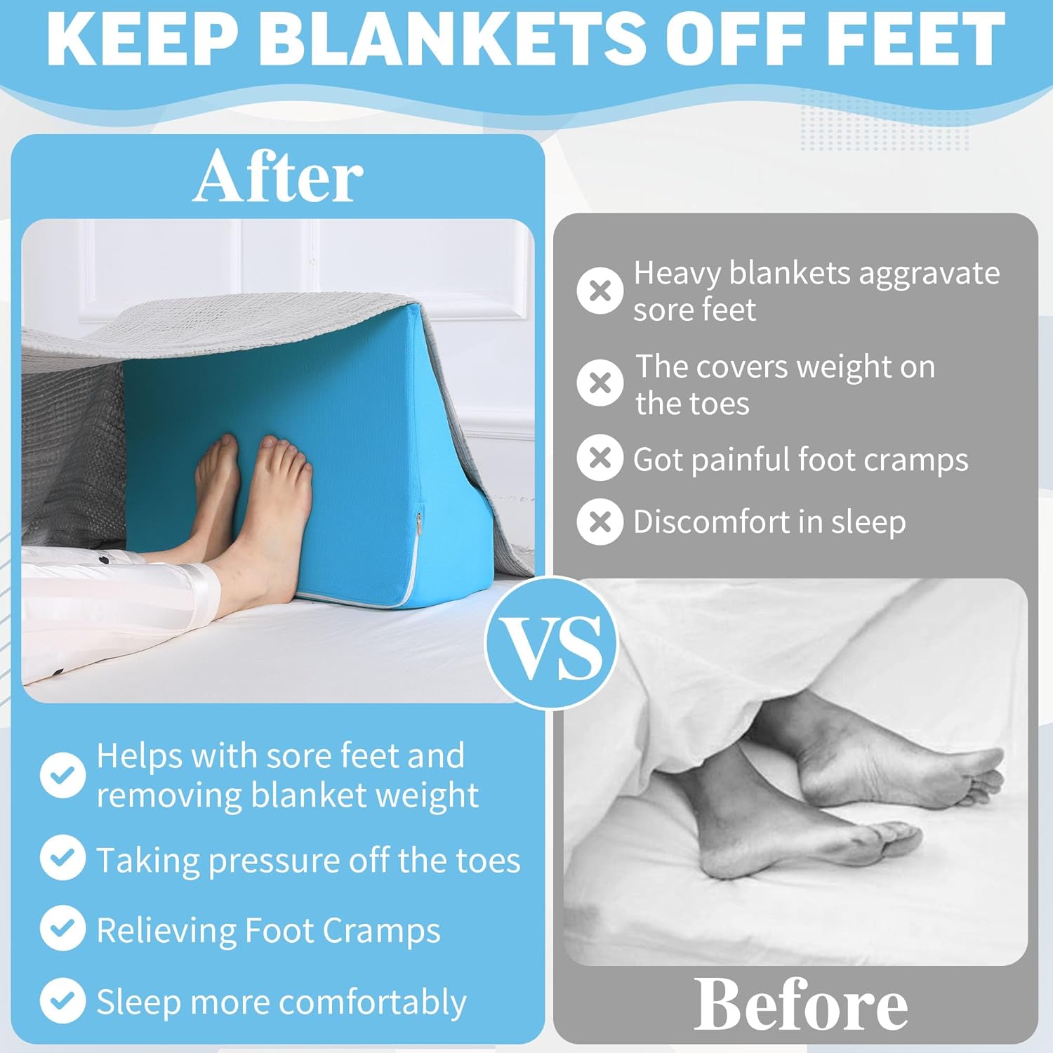 ROYALAY Blanket Lifters for Foot of Bed, Foot Tent Blanket Support Holder for Surgery Recovery, Foot Block Pillow Cradle Tent Sleep Support Supplies for Foot, Ankle, Leg, Knee, Toes Pain(M)