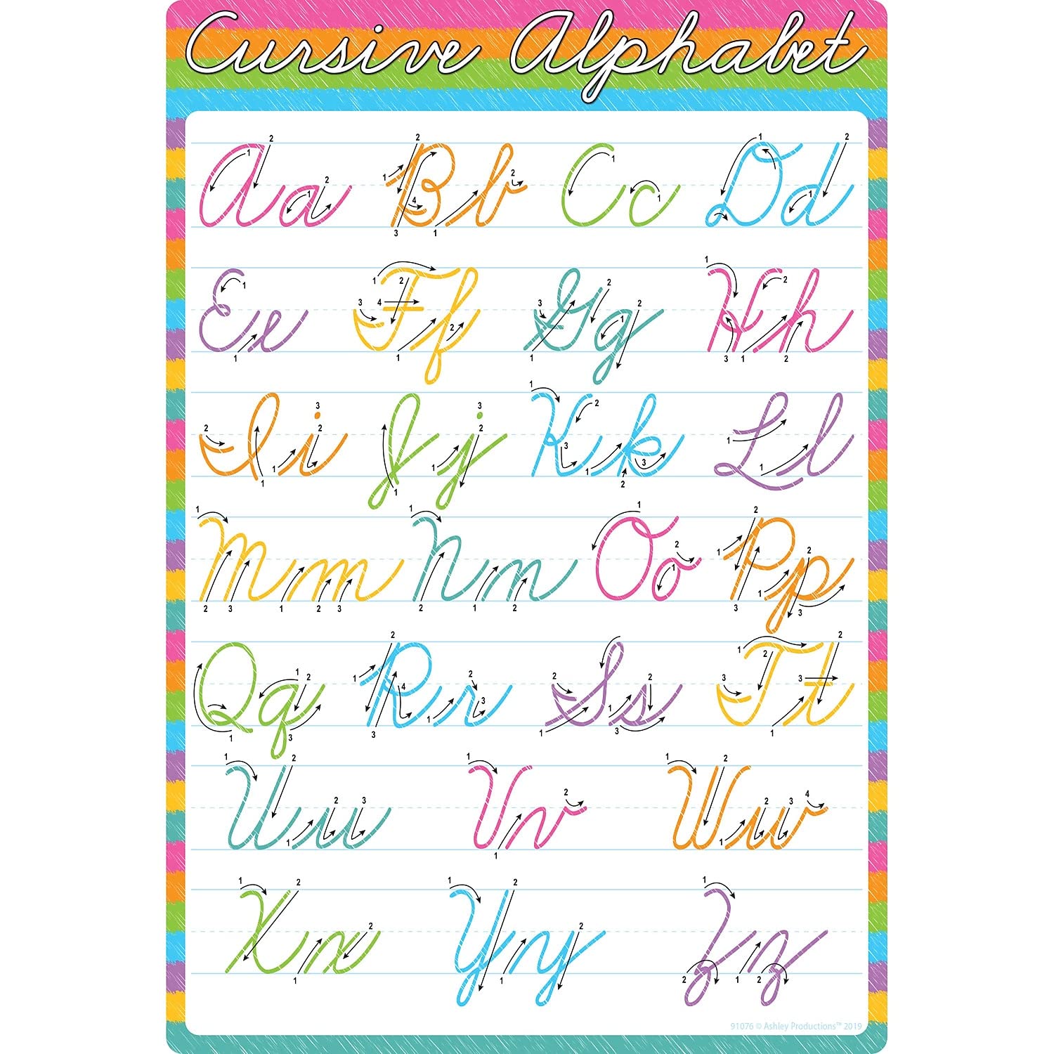 Ashley Productions Smart Poly Chart Cursive Alphabet, 13" x 19"