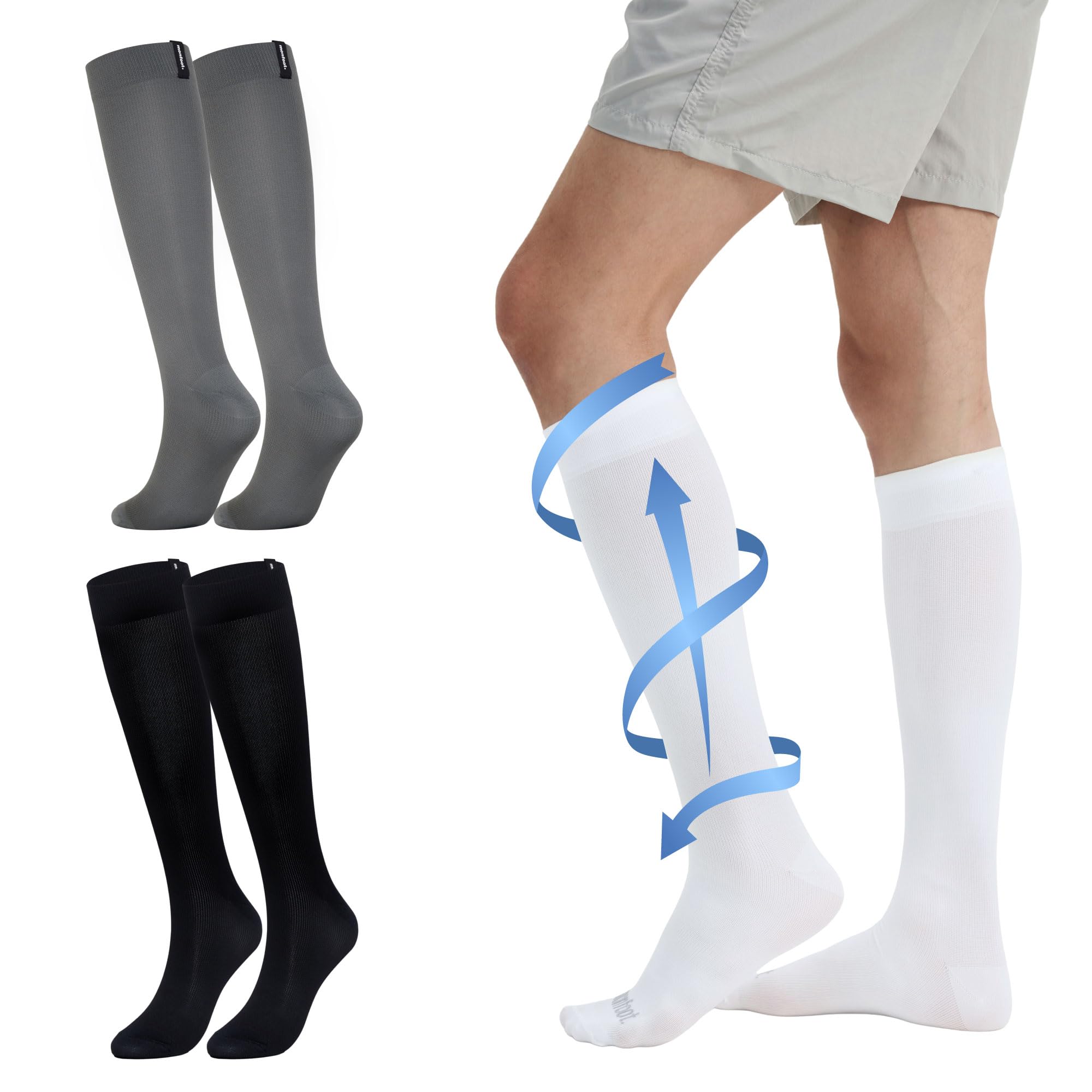 MONFOOT Men's/Women's 3Pairs Compression Socks 15-20mmHg Better Circulation