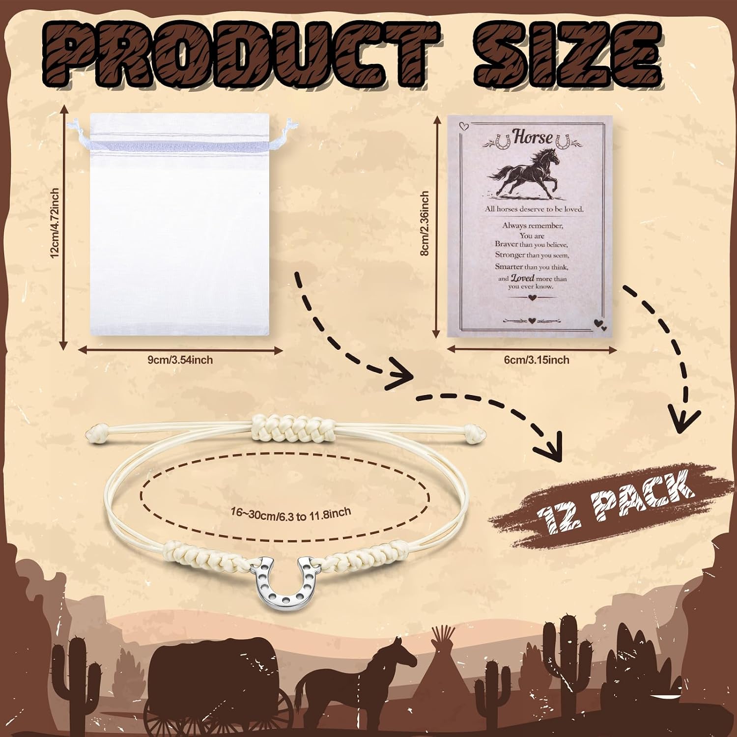 Kigeli 12 Set Horse Bracelets Gifts Bulk Horse Racing Party Favor