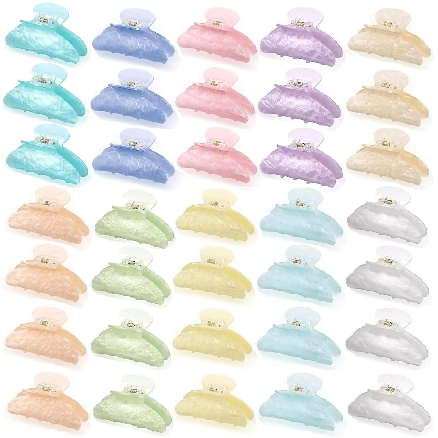Thiccywoov 40 Pcs Large Acrylic Hair Claw Clips Non-slip Cute Hair Claw Clamps Bulk Strong Hold Clamps Ponytail Barrette Strong Hold Barrettes for Women Thick or Thin Hairs, 10 Colors