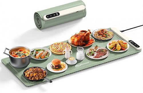 Miniatura 12 de Tapete de calentamiento para alimentos, (XXL, 36 x 16 pulgadas), tapete de calentamiento de alimentos para encimera, de grafeno, calentamiento