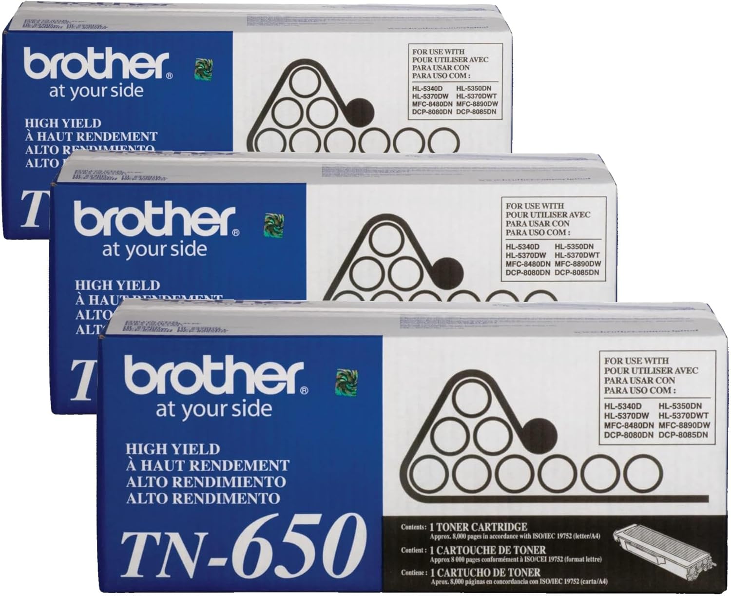 Brother Genuine High Yield Toner Cartridge, TN650, Replacement Black Toner, Page Yield Up to 8,000 Pages