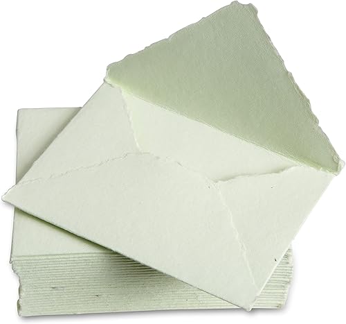 Wanderings Sobre verde hecho a mano con borde Deckle  4.25 x 6.25 pulgadas  Paquete de 25  para anuncios, invitaciones de boda, tarjetas de