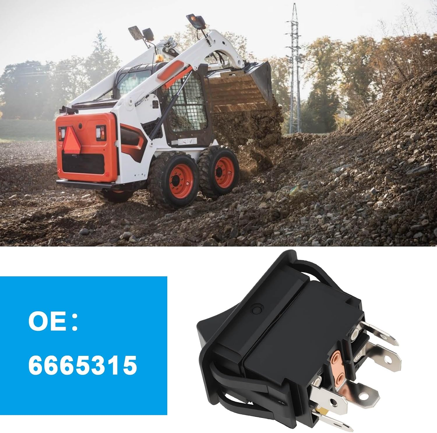 ECSiNG 2 Pack Skid Steer Rocker Switch 5-Pin Head Light Switch 6665315 Compatible with Bobcat 450 463 753 763