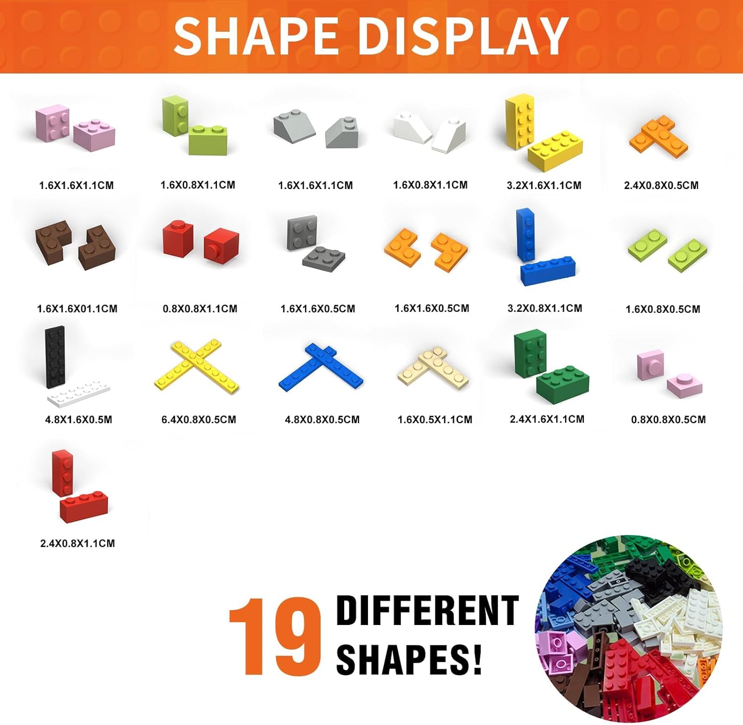 1200 Pieces Classic Building Bricks Set – Bulk Basic Blocks in 12 Colors & 14 Shapes, Compatible Bulk Block, STEM Educational Toy Suitable for Boys & Girls Ages 6+, Packed in Box.