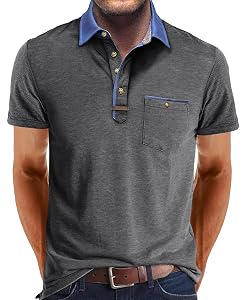 Polo Shirt Men's Short Sleeve Shirt Polo Shirt Men Summer Shirts Sport Basic Regular Fit T-Shirt Polo Shirt with Chest Pocket