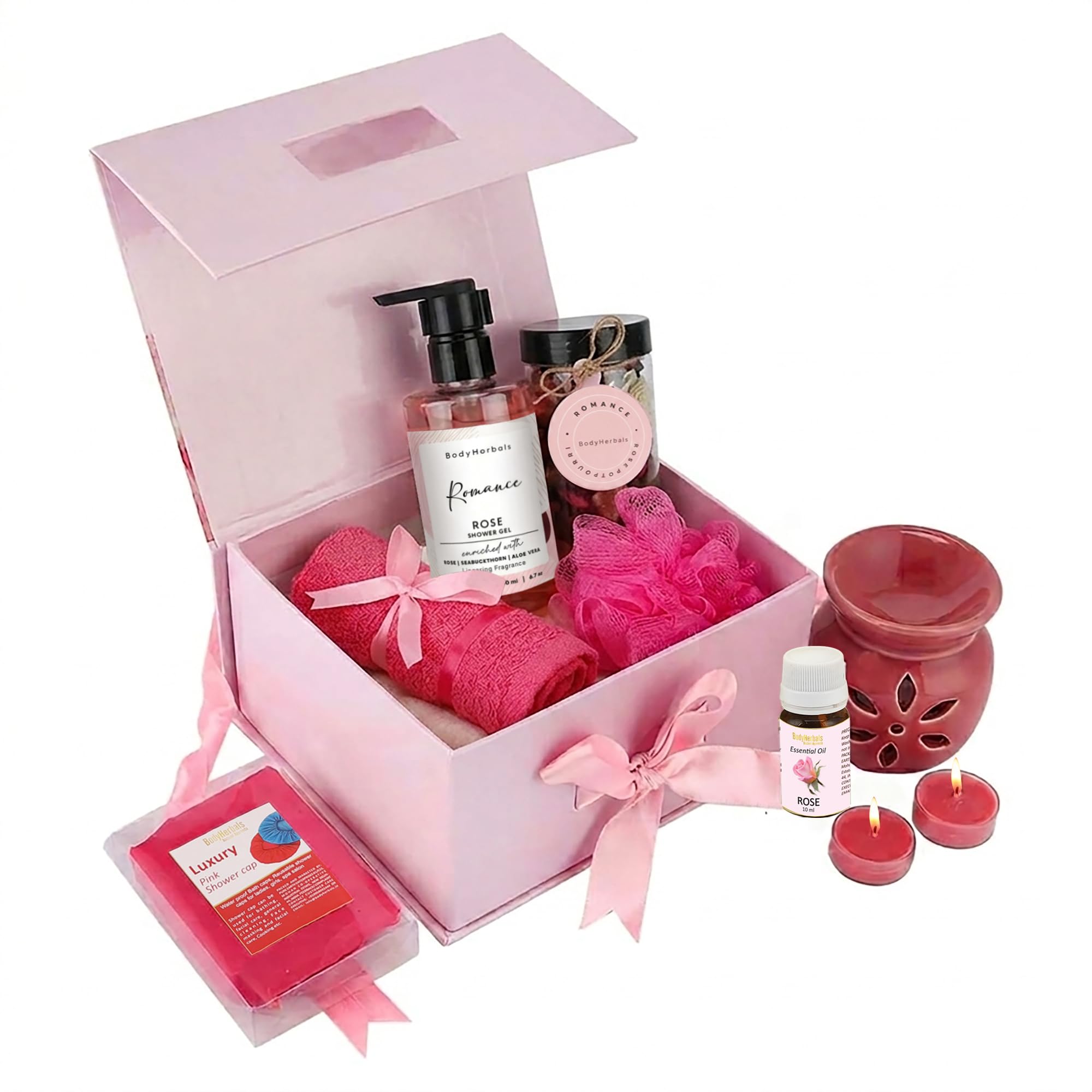 BodyHerbals Rose Bath and Body Care Gift Set for Women and Men| Luxury Skin Care Kit with Spa Accessories | Gift Box Hamper For Couple| 8 Pcs| Luxury Gift for Birthdays, Anniversaries, Wedding and Special Celebrations| 100 % Vegan-image-20