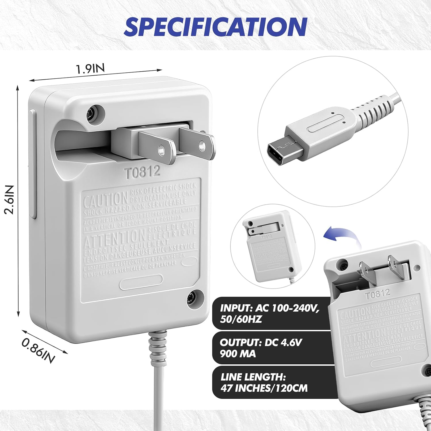Kingdder 6 Pcs Charger Compatible with Nintendo 3ds Game Power Adapter AC 100-240v Wall Plug Adapter for Home Travel Charger Compatible with Dsi Ndsi 3DS/3DSXL/New 3DS/New 3Dsll/2DS/Dsi/Dsi XL