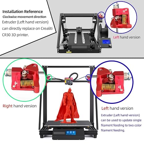 Updated Dual Gear Ender 3 Extruder, Dual Hardened Steel Drive Gear CR10S Pro Extruder Blue Compatible for Ender 3 V2, Ender 3 Pro,Ender 3 Max,Ender 5/CR10,3D Printer 1.75 mm Filament Extruder Left