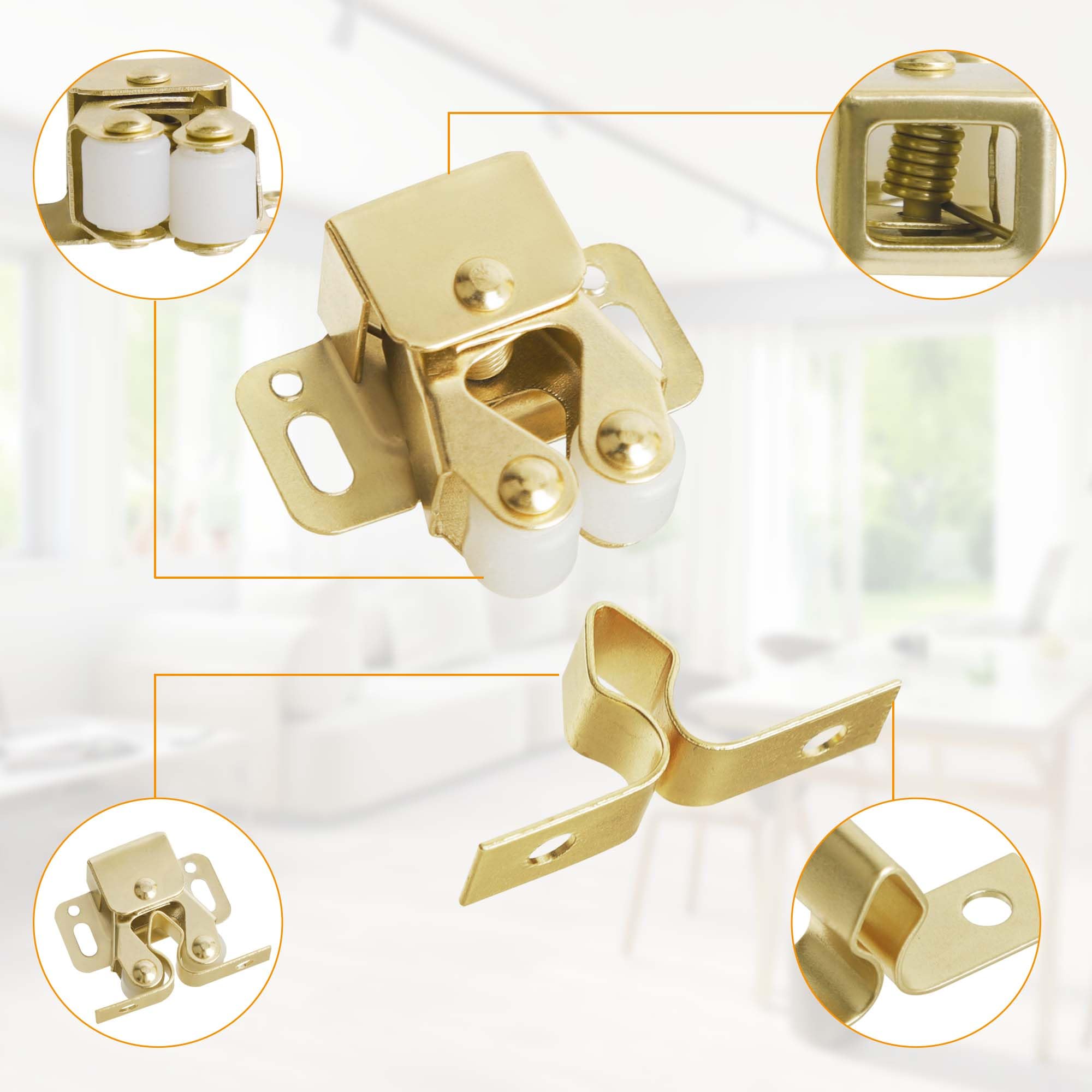 YEYIT 10 Pcs Double Roller Catch Door Catches,Twin Roller Closet Catch Hardware Caravan Door Latch - Image 3