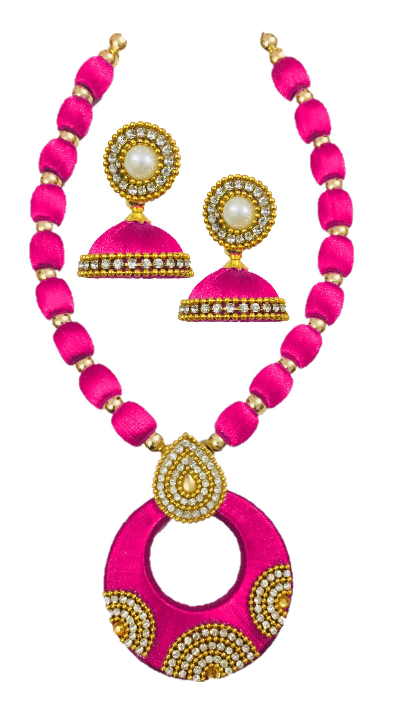 Ambal Grand Look silk thread necklace set for Womens and Girls (Pink) (B09SKR9XPT) Amazon Price History, Amazon Price Tracker