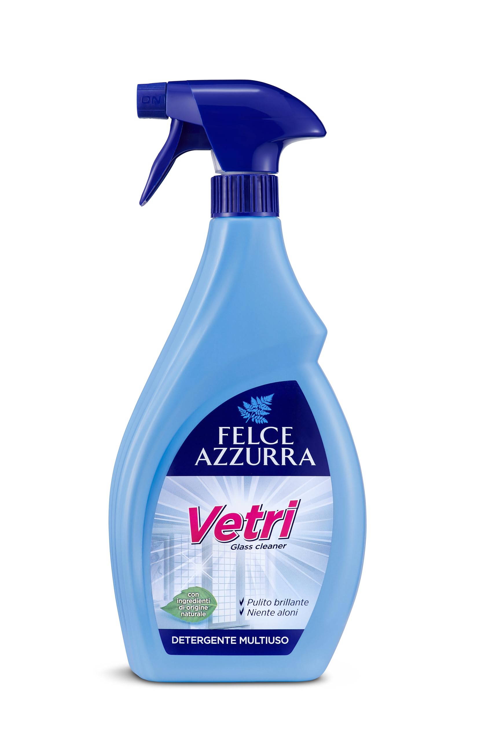 Felce Azzurra - Detergente Vetri Antialoni Spray Profumato Classico, Pulisci Vetri e Specchi Multiuso per Pulizia Casa e Brillantezza senza Aloni, Dermatologicamente Testato di Origine Naturale, 750ml