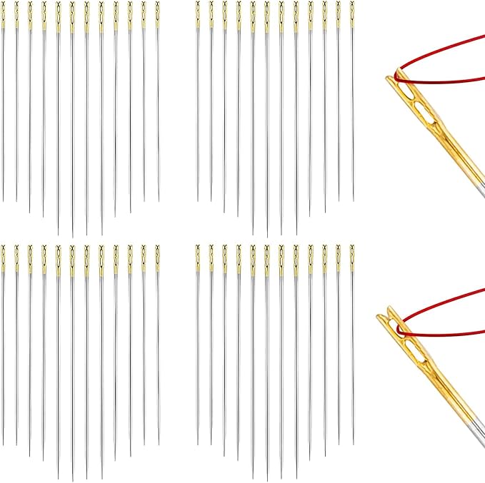 AIEX 48pcs Self Threading Needles, Blind Needles in 3 Sizes