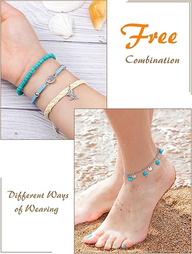 Miniatura 4 de Hicarer 21 pulseras de olas surfistas ajustables e impermeables hechas a mano para la amistad, joyería para mujer