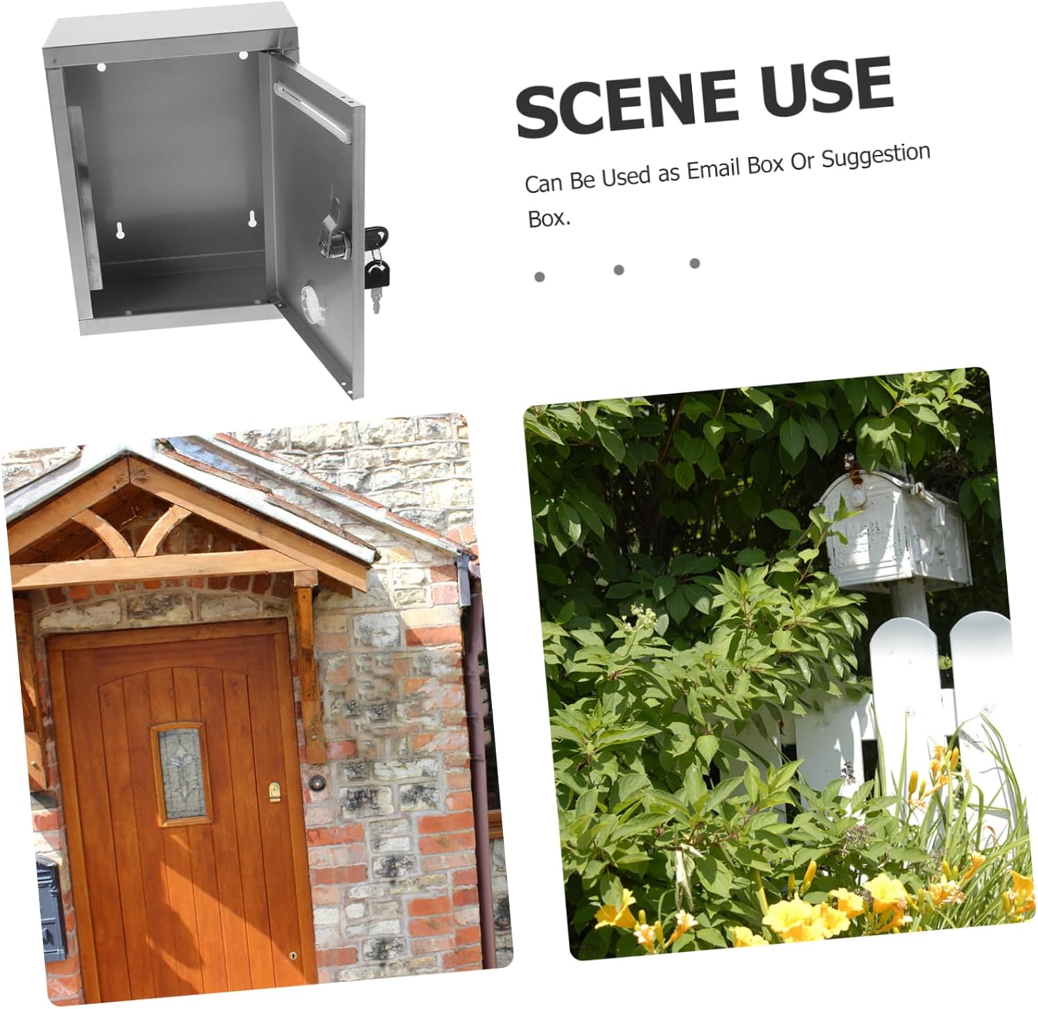 ARTIBETTER Outdoor Wall Mount Locking Mailbox Secure Document Stainless Steel Suggestion Box for Home Office Versatile Use Easy Installation