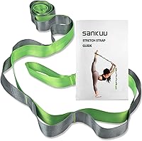 SANKUU Yoga Strap with 12 Loops & Workout Poster - Durable Stretching Bands for Yoga, Pilates, Physical Therapy & Flexibility