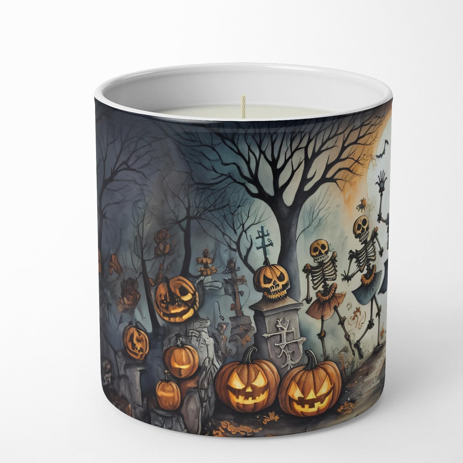 Caroline's Treasures DAC2235CDL Dancing Skeletons Spooky Halloween Decorative Soy Candle Nature Soy Wax Essential Oil Home Decor Ideal for Bedroom Kitchen Bath Office Gift, 10 oz