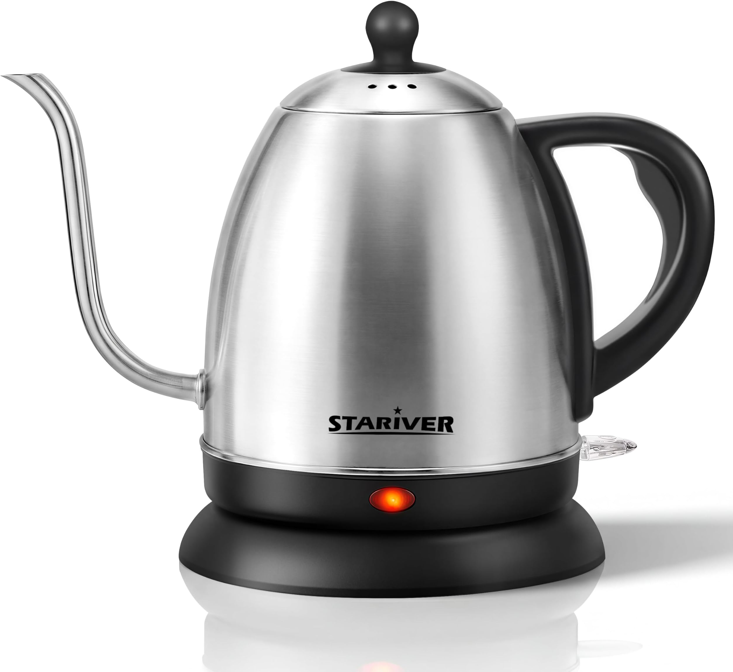 Stariver Electric Kettle Gooseneck Kettle, 1L Water Boiler, BPA-Free, Pour Over Tea Pot Stainless Steel for Coffee & Tea with Fast Heating, Auto-Shut Off and Boil-Dry Protection Tech