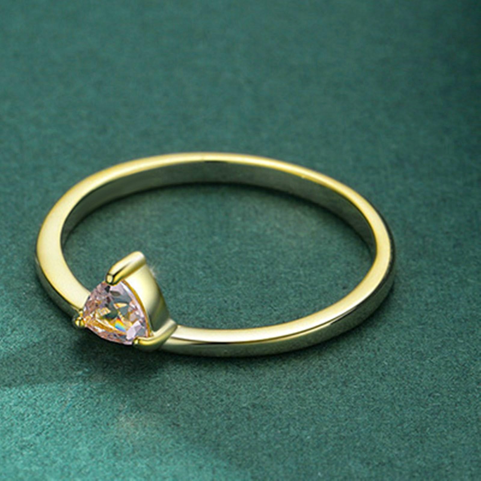 Anillos de boda de oro 4 x 4 mm, corte triangular, rosa morganita, anillo para mujer, oro 585, anillos 45 (14,3)-62 (19,7)