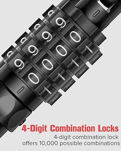 Miniatura 5 de Cerraduras de combinación, clips de mosquetón resistentes, código ultra grande en forma de D, bloqueo combinado para cable de seguridad de bicicleta