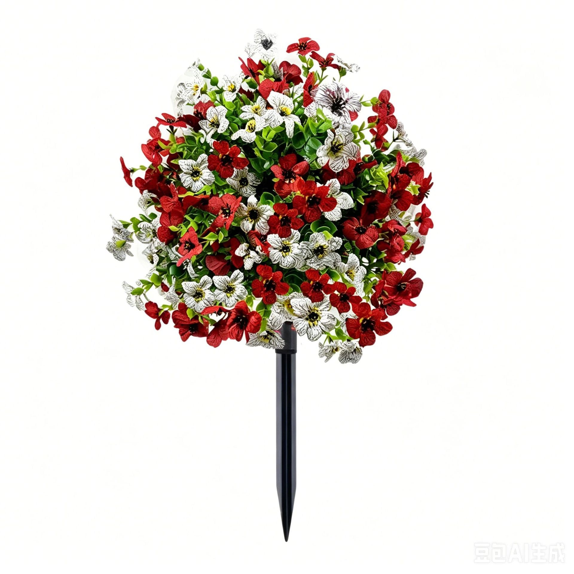 Boule de fleurs artificielles haut de gamme 45 cm avec piquet robuste pour grand jardin
