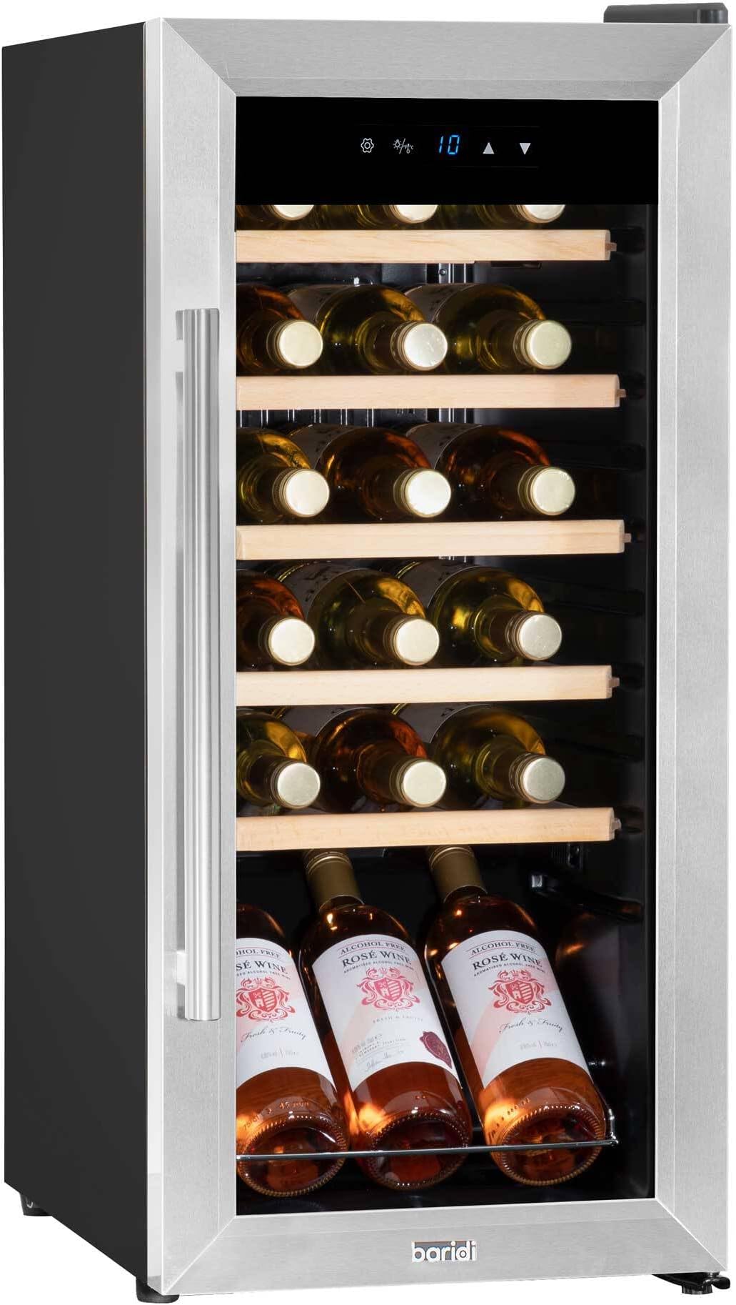Dellonda Baridi 18 Bottle Wine Cooler Fridge with Digital Touch Screen Controls & LED Light, Stainless Steel - DH29