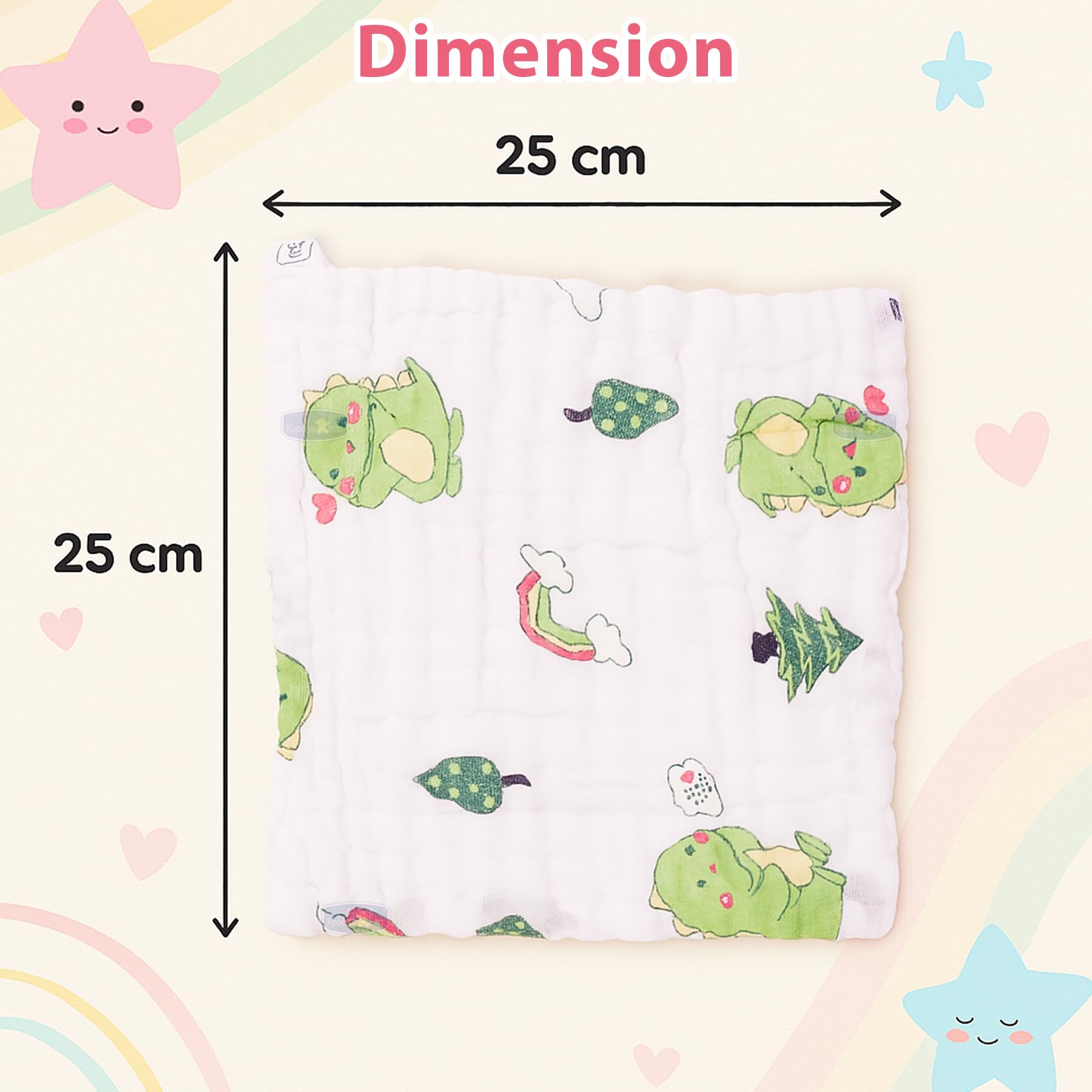Koochie-Koo Soft Muslin Cloth for New Born Baby 500 GSM 25x25 cm, Pack of 5 Gentle Baby Towels Newborn Premium Bath Towels for Delicate Skin Gift for New Parents Fabric - Image 2 thumbnail