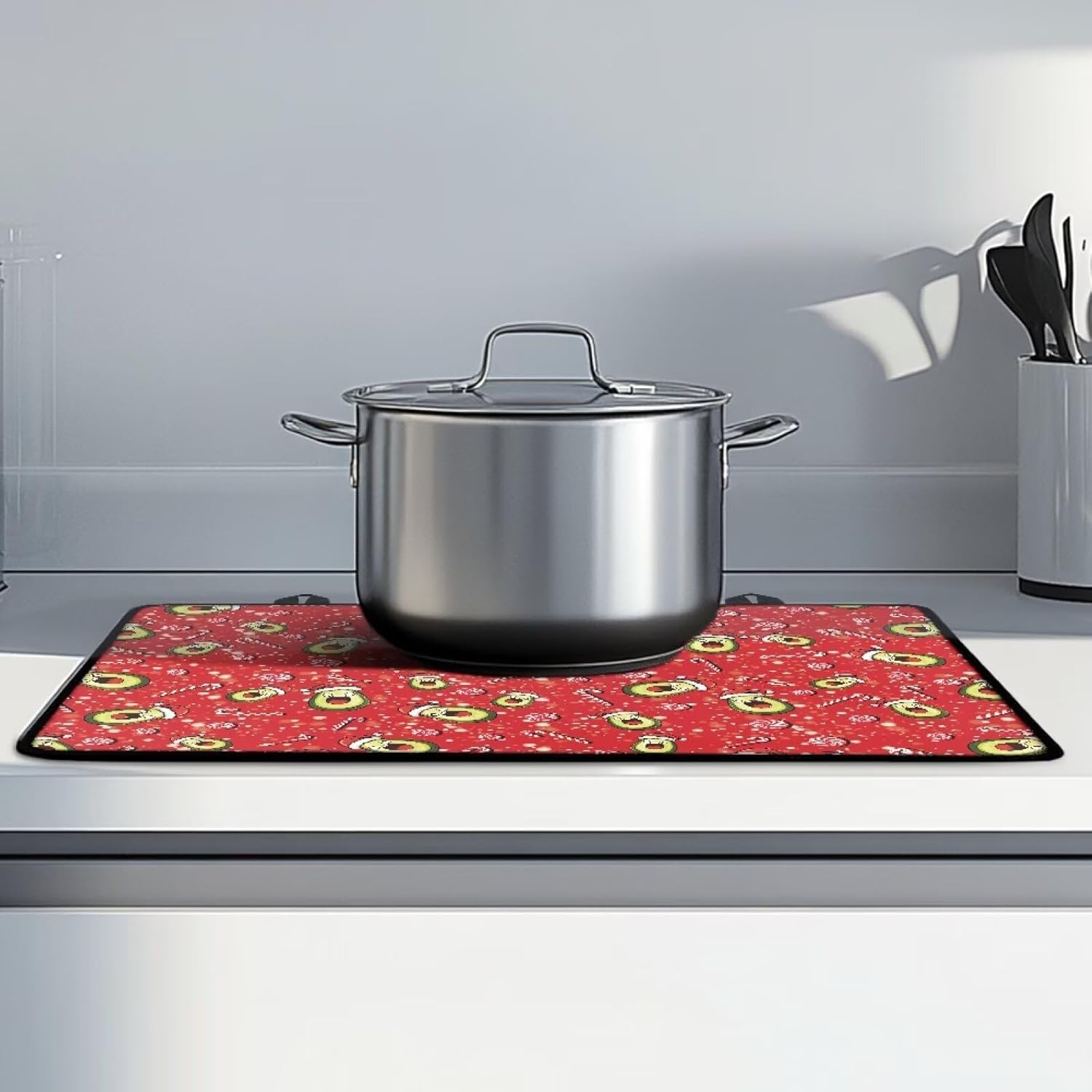 TODIYADDU Red Avocado Stove Top Cover for Electric Stove Christmas Decor Cooktop Parts Cover Anti-Slip Heat-Resistant Protector Mat 20x28 Inch Home Accessories for Holiday